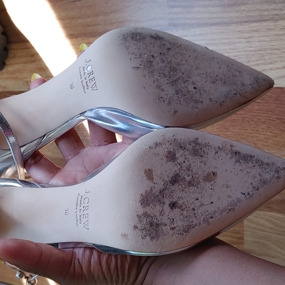 J. Crew silver metallic heels with ankle strap. In box. - Picture 7 of 8